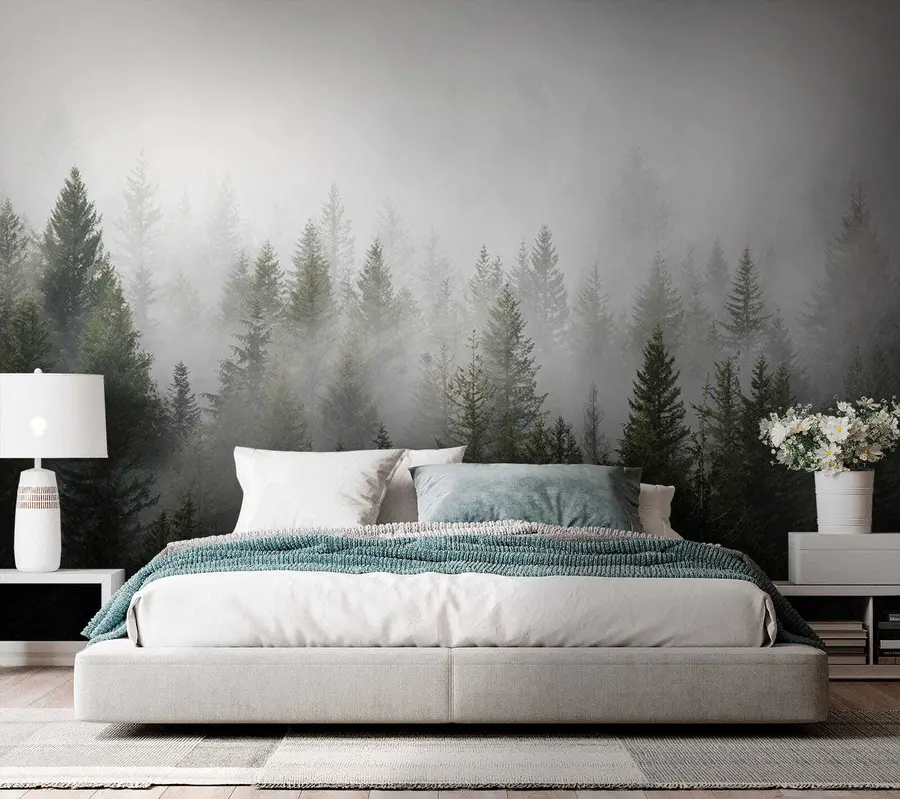 Fotobehang Bos in de mist u37073