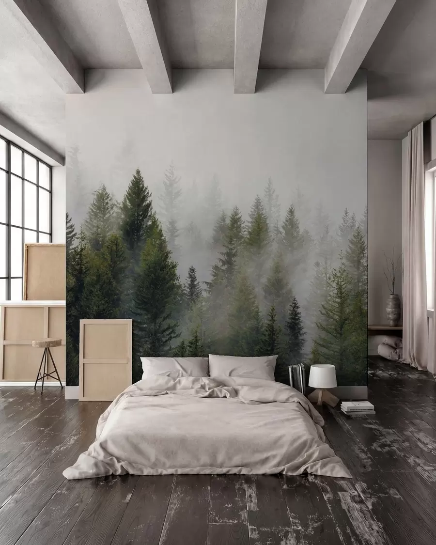 Fotobehang Bos in de mist u37073