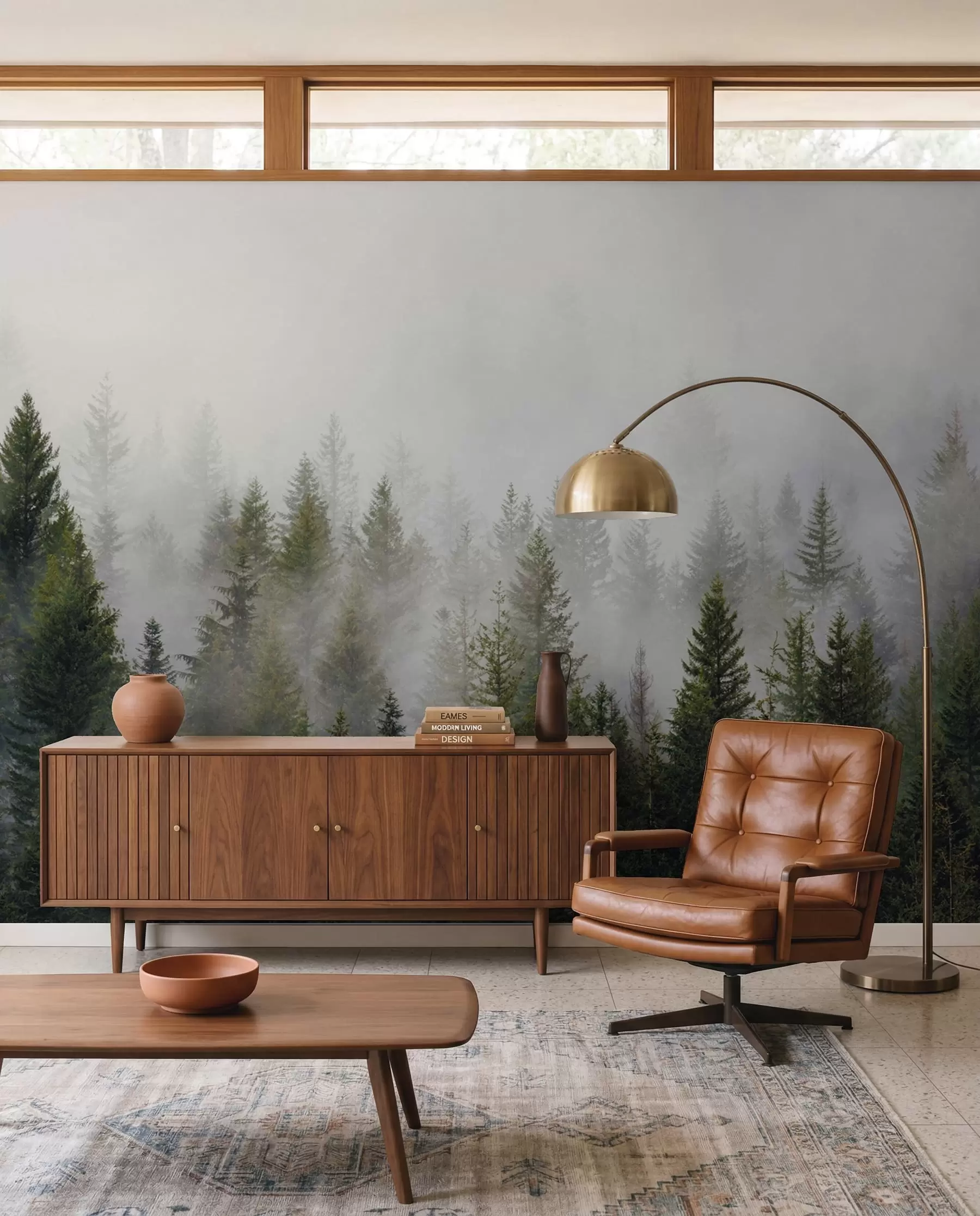Fotobehang Dageraad in het naaldbos u37073
