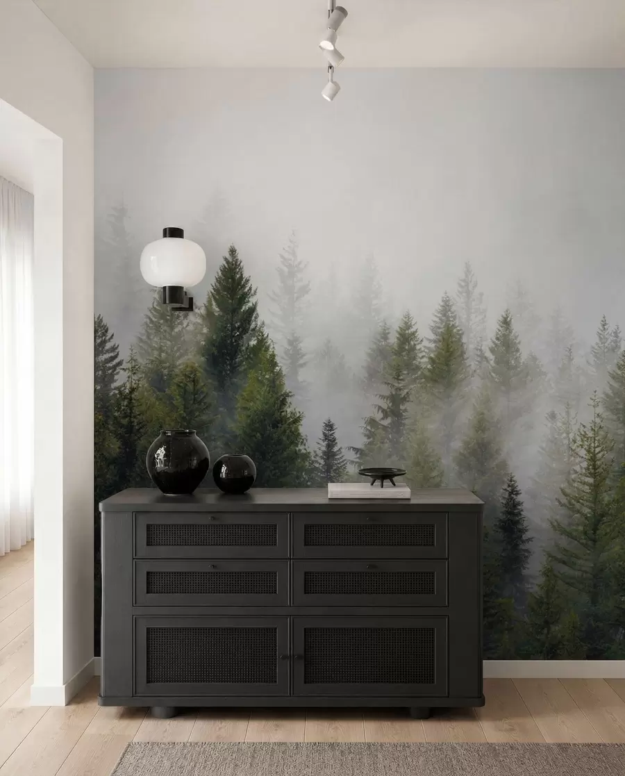Fotobehang Bos in de mist u37073