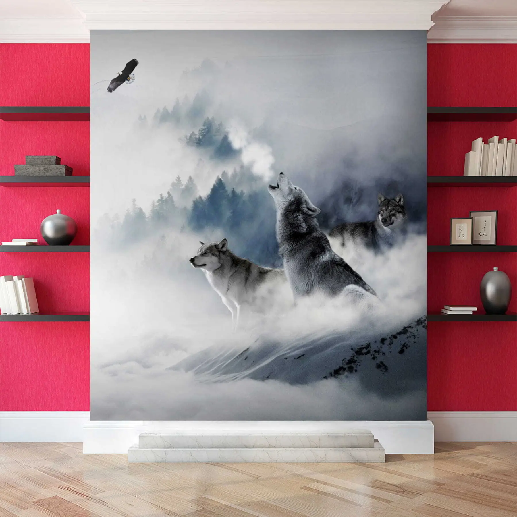 Fotobehang Wolven in het bos u42161
