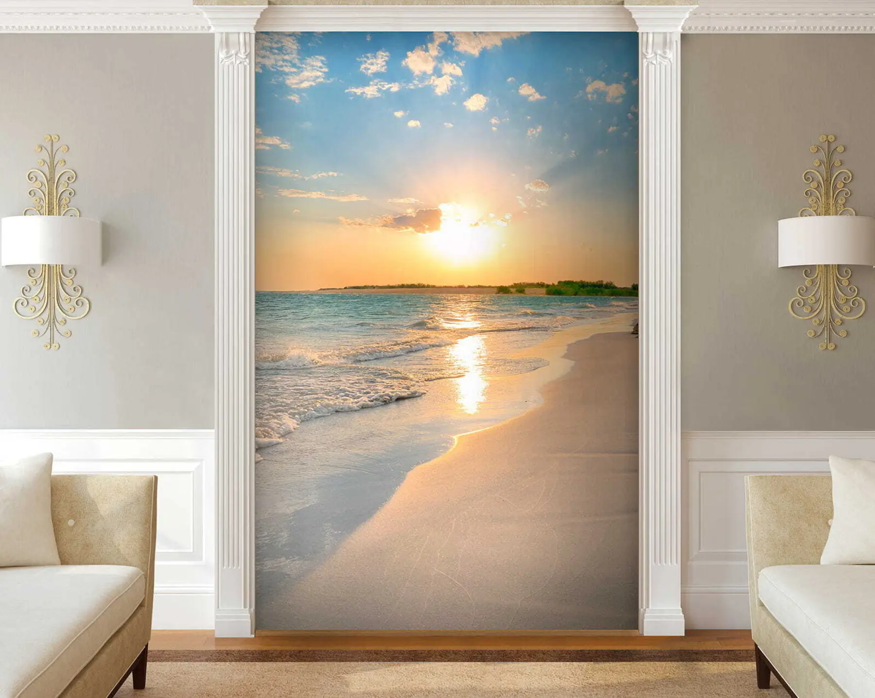 Fotobehang Zonsondergang aan de zeekust u53408