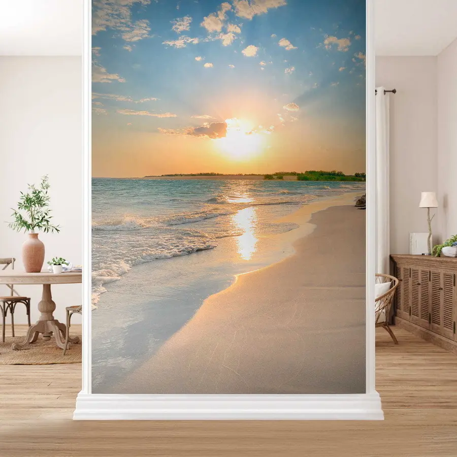 Fotobehang Zonsondergang aan de zeekust u53408