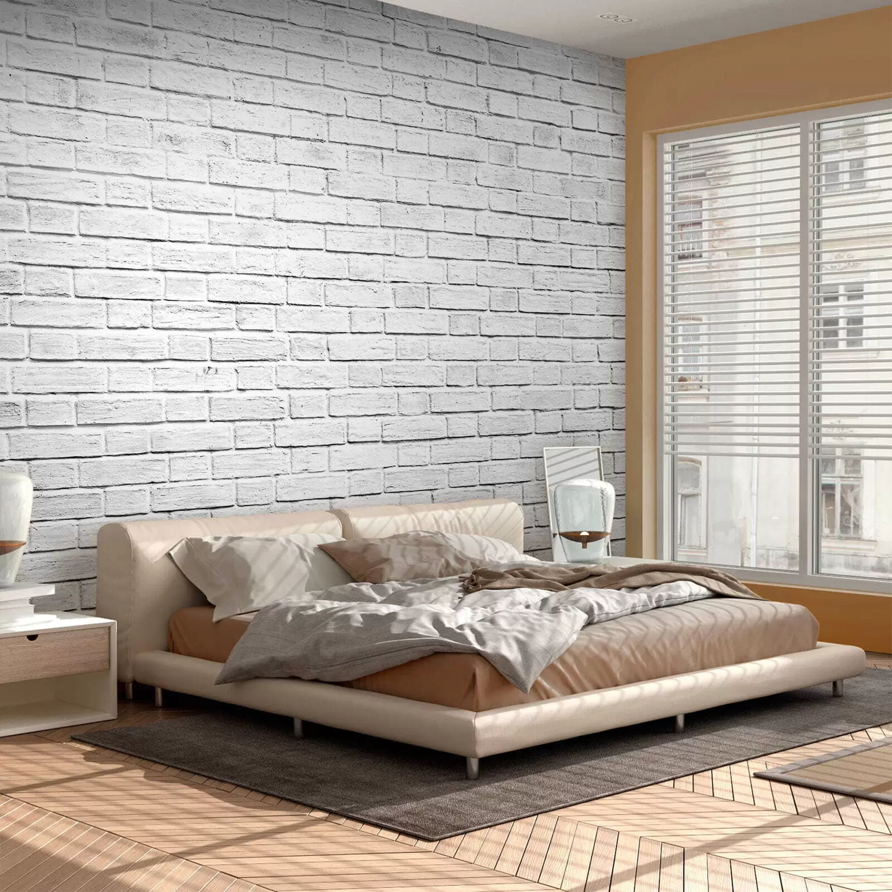 Fotobehang Witte bakstenen muur u54004