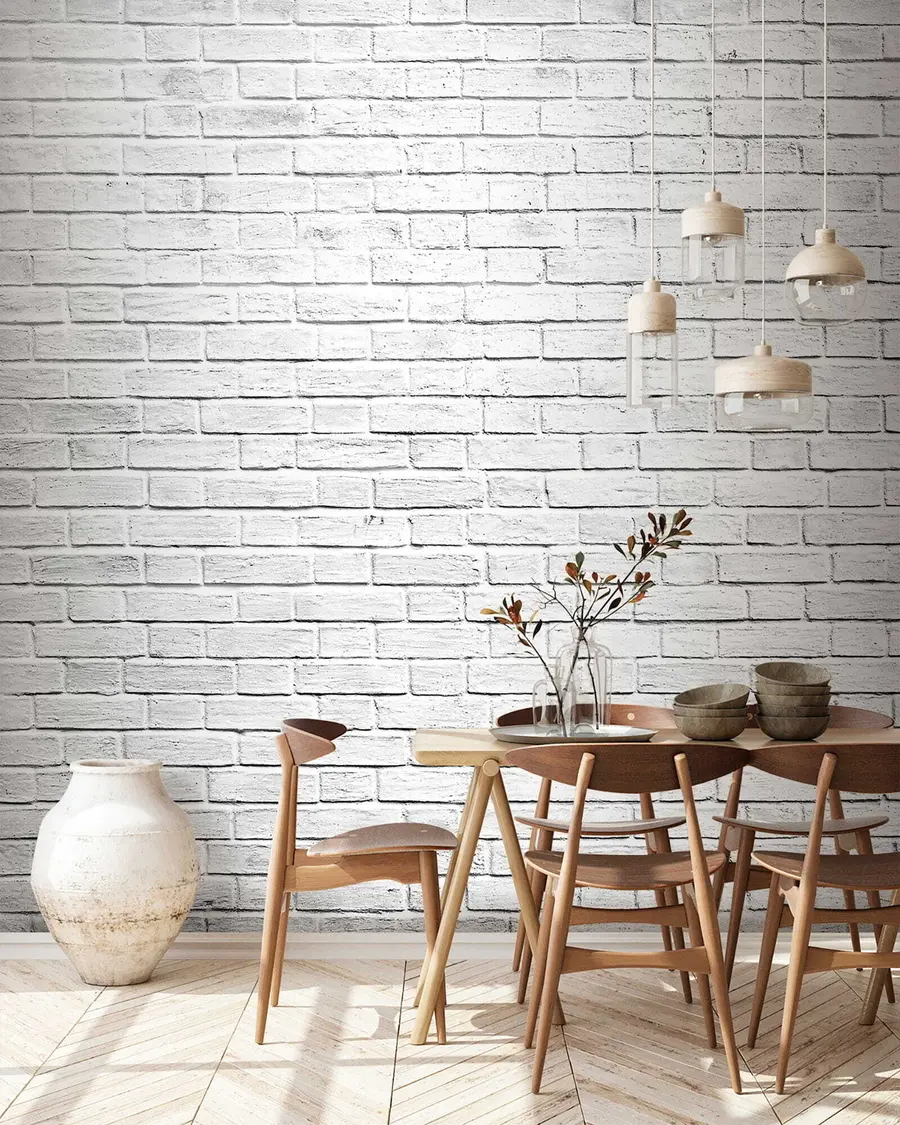 Fotobehang Witte bakstenen muur u54004
