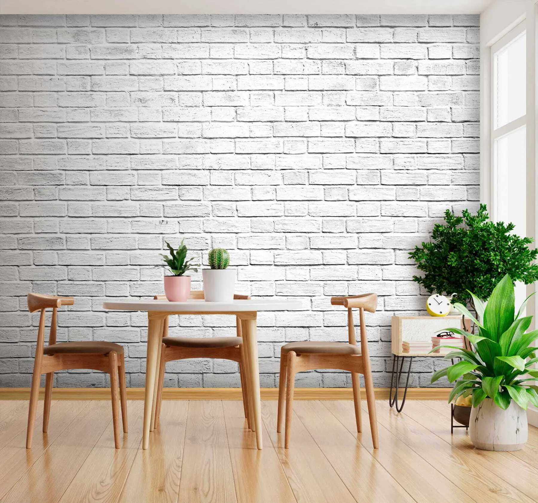 Fotobehang Witte bakstenen muur u54004