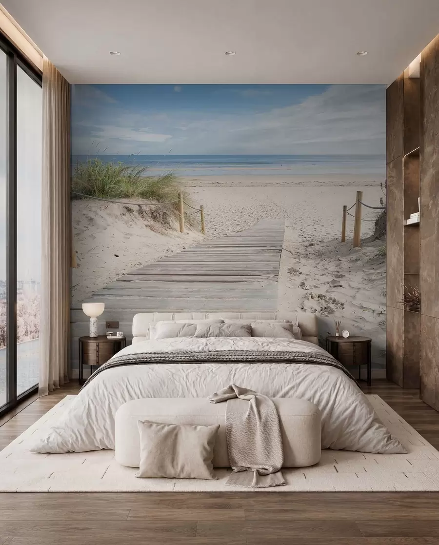 Fotobehang Pad naar het zandstrand u54357