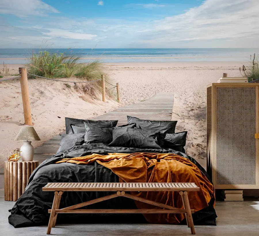 Fotobehang Pad naar het zandstrand u54357
