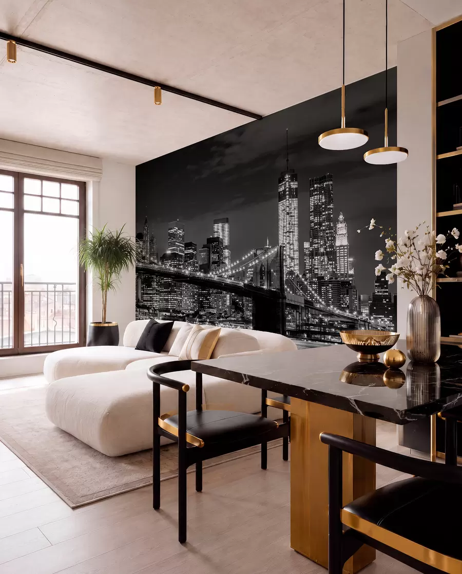 Fotobehang Brooklyn in zwart en wit u56428