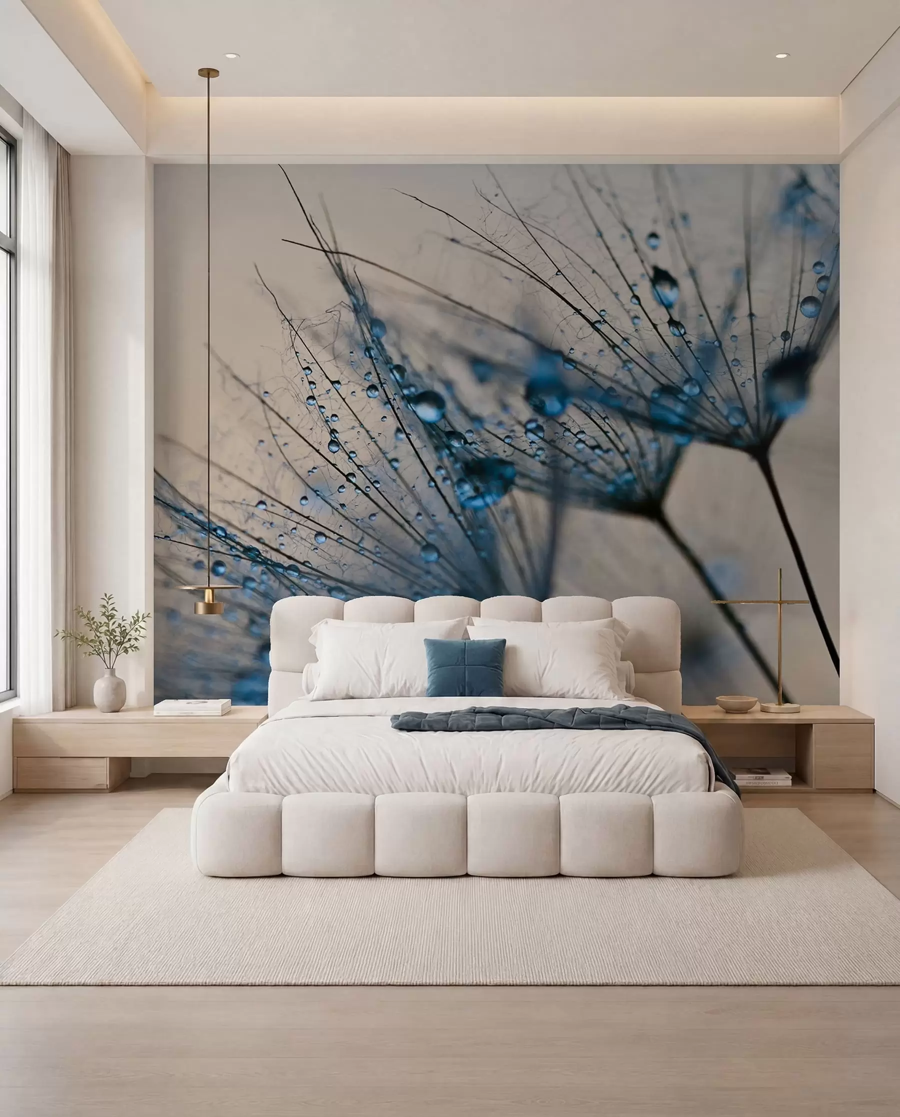 Fotobehang Paardebloemen met druppels water u57557
