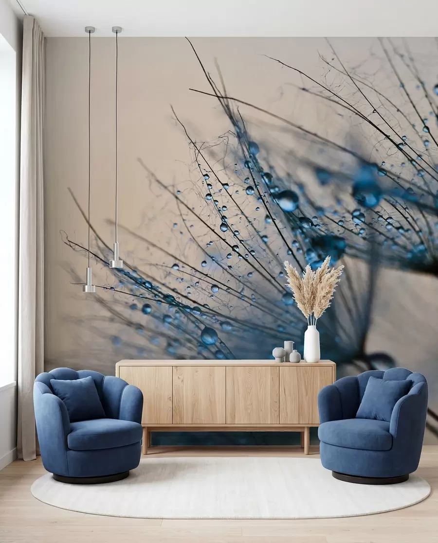 Fotobehang Dauw op paardenbloemen u57557