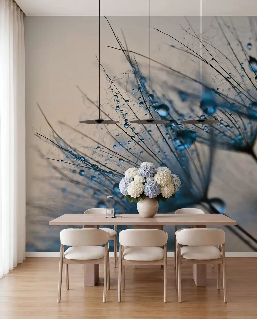 Fotobehang Dauw op paardenbloemen u57557