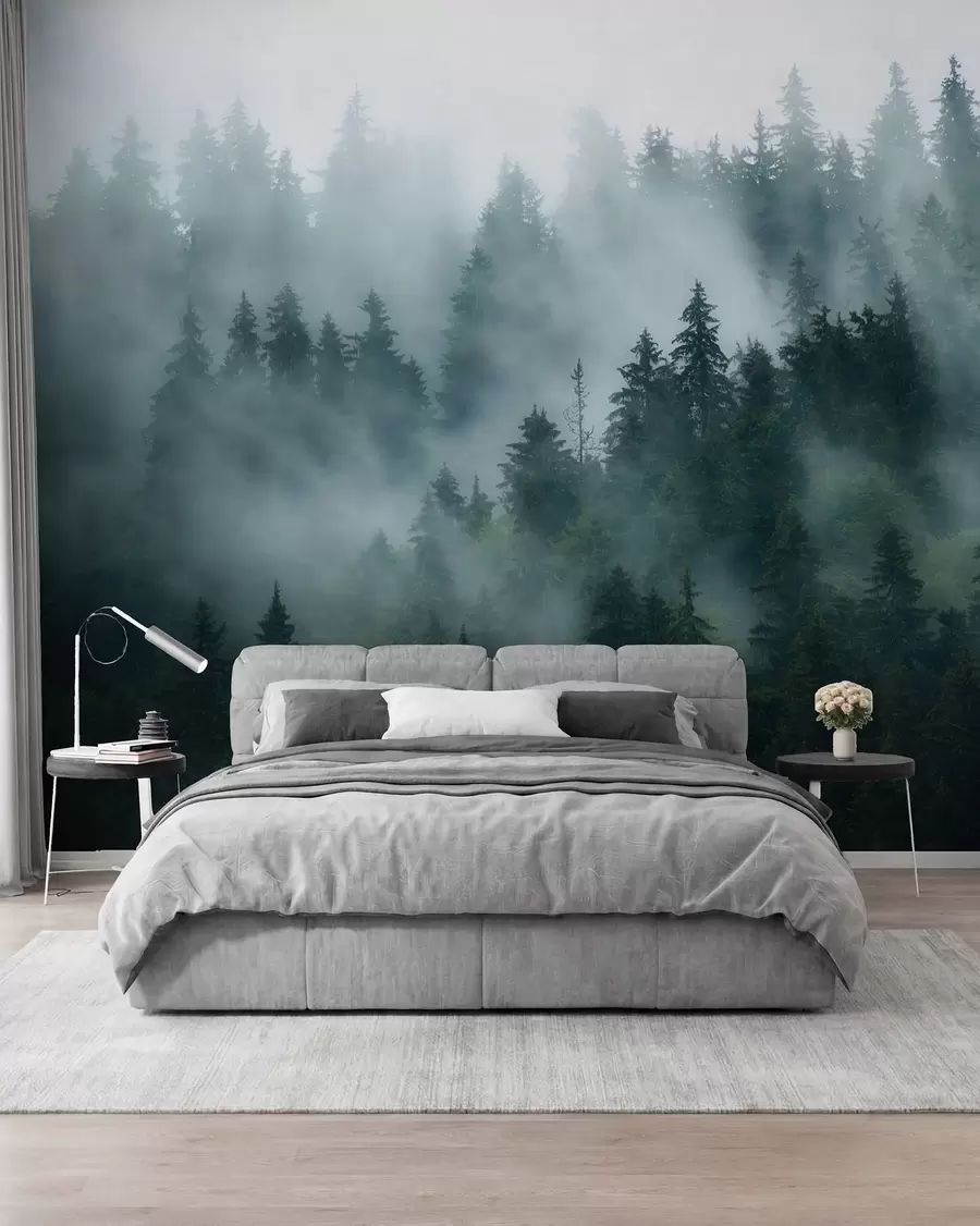 Fotobehang Bos in smaragdgroen u57914
