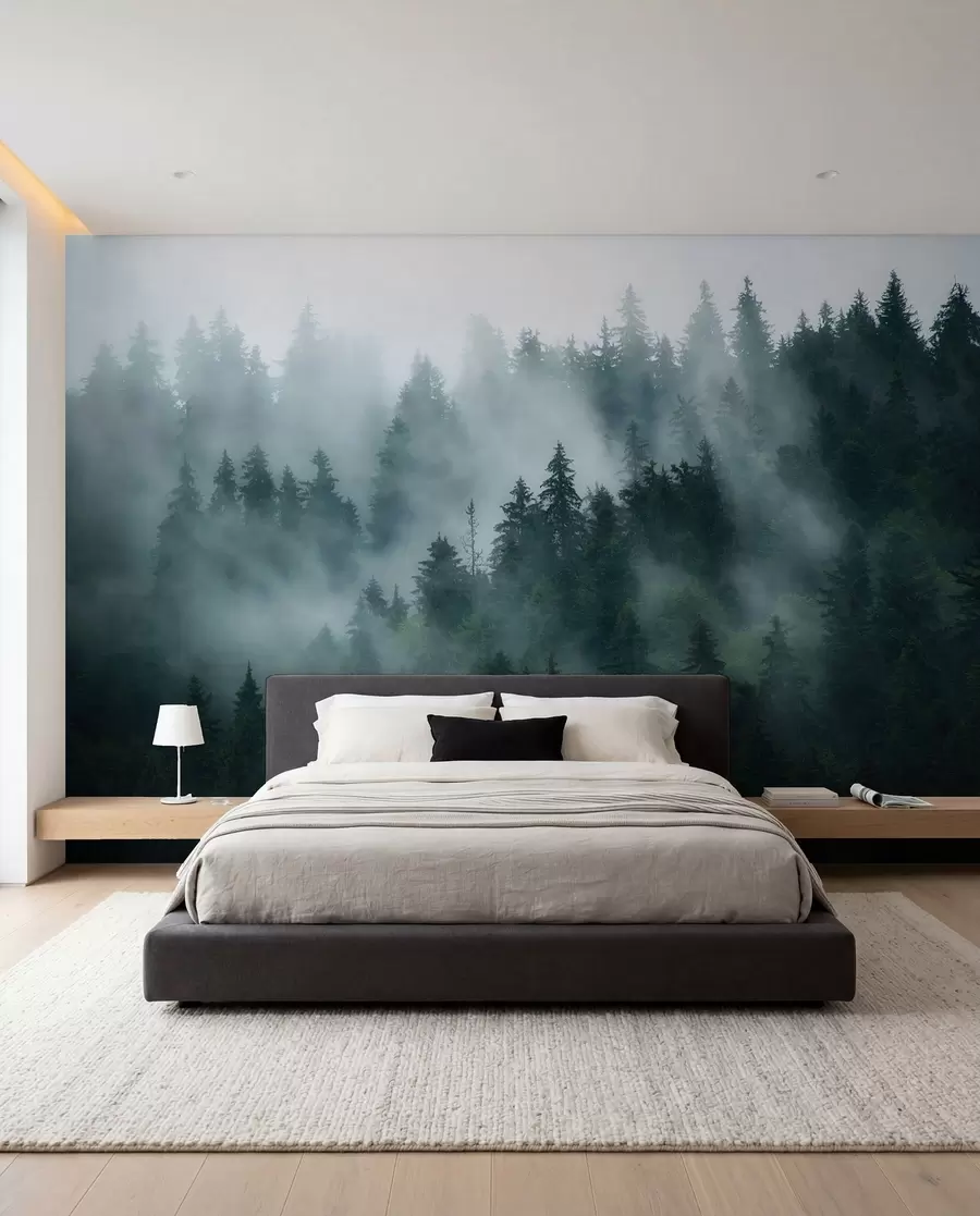 Fotobehang Bos in smaragdgroen u57914