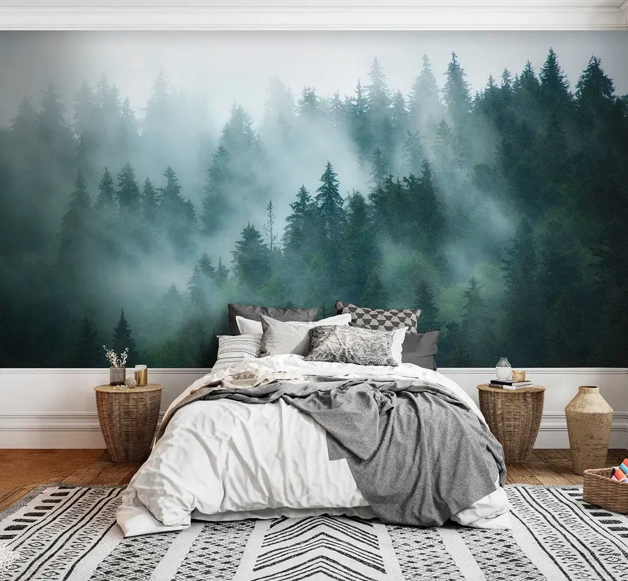 Fotobehang Mistig bos u57914