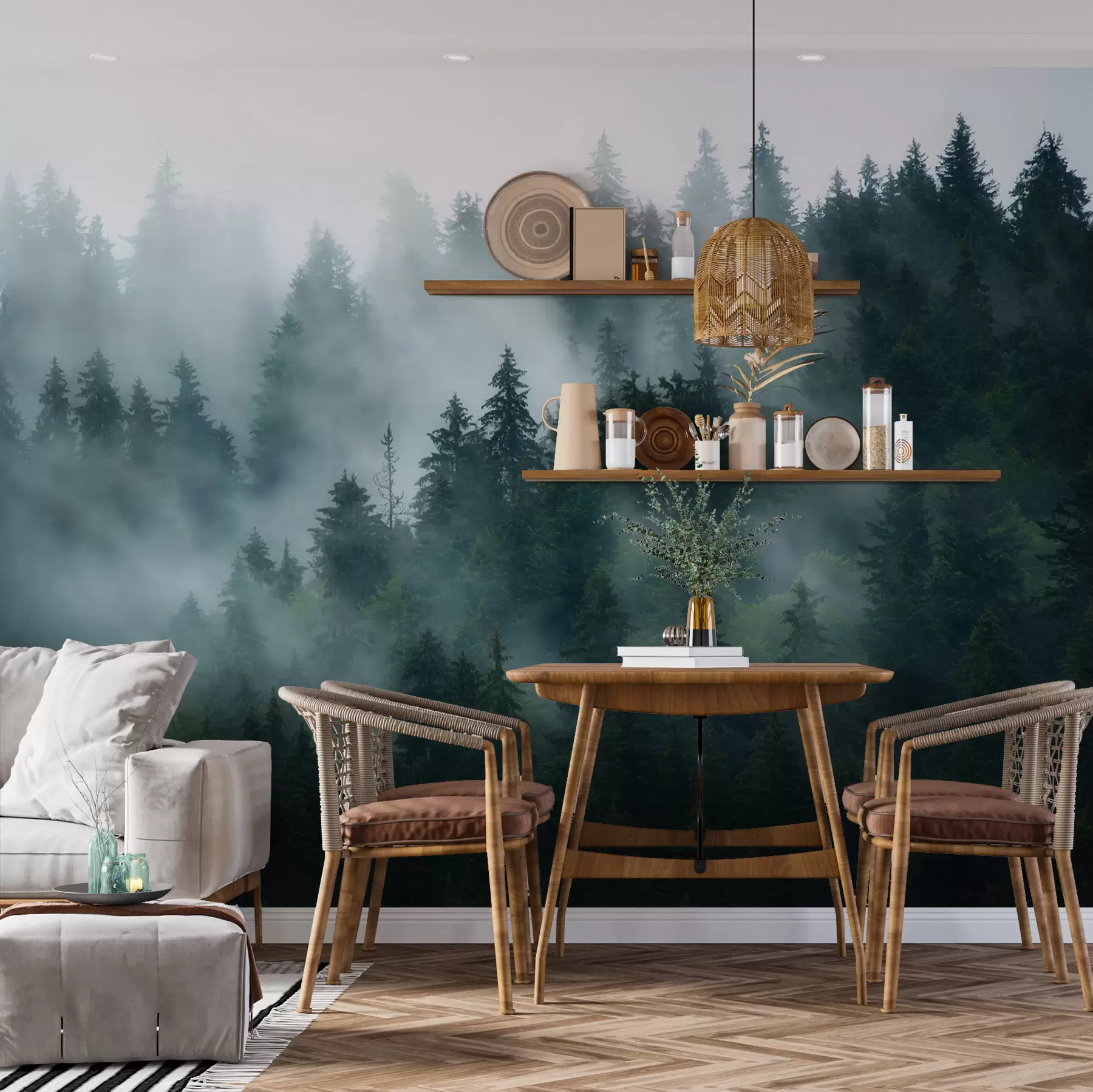 Fotobehang Mistig bos u57914