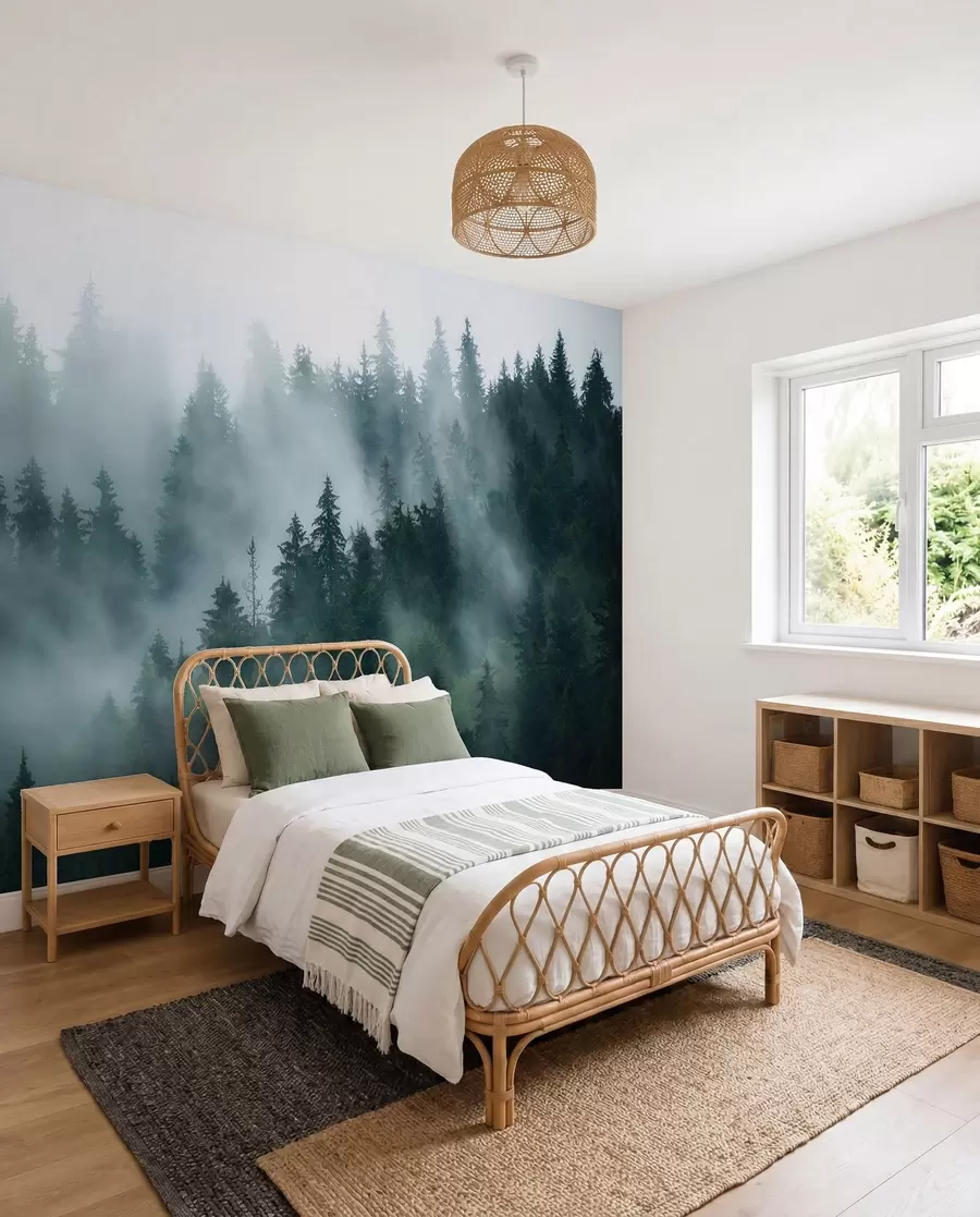 Fotobehang Bos in smaragdgroen u57914