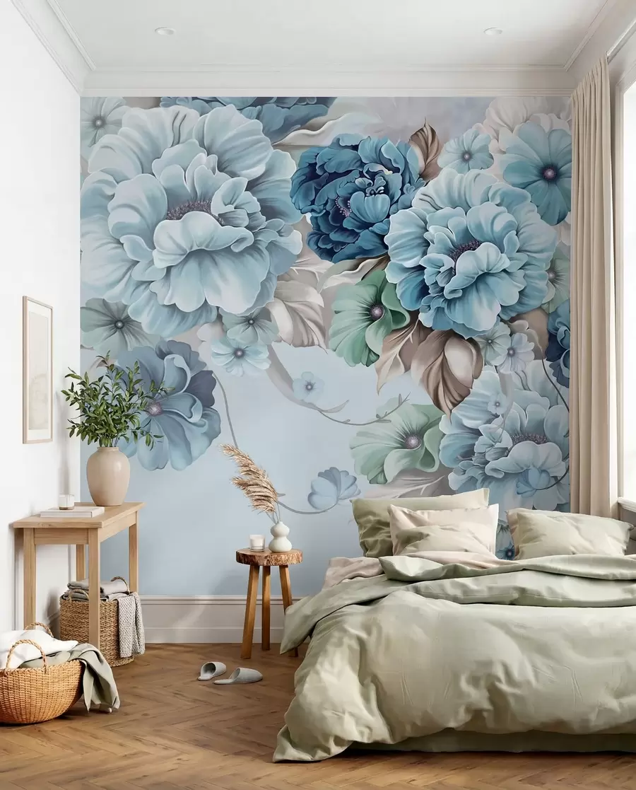 Fotobehang Boeket blauwe bloemen u59900