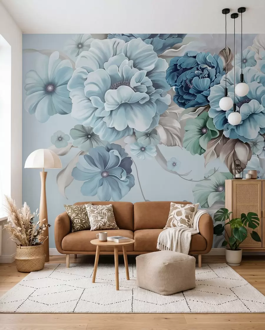 Fotobehang Boeket blauwe bloemen u59900