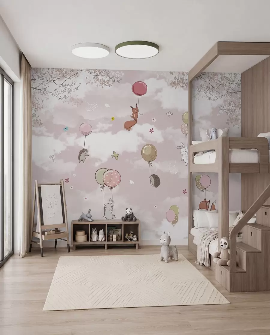 Fotobehang Luchtballonnen in de wolken u59963