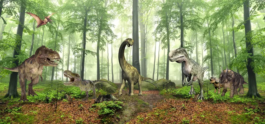 Fotobehang Dinosaurussen in het bos u60039