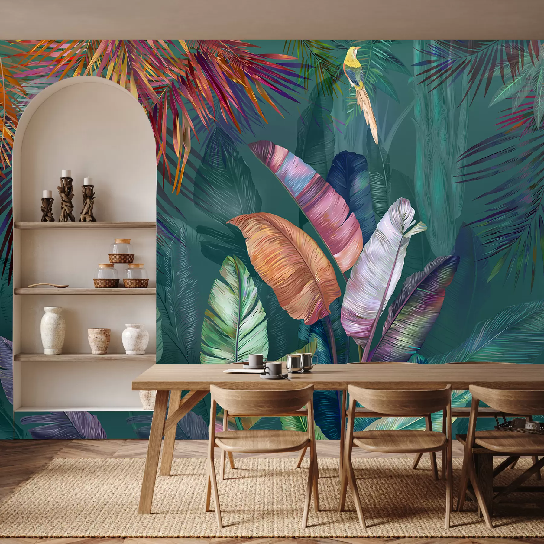 Fotobehang Heldere bananenbladeren u60120