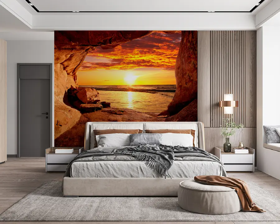 Fotobehang Zonsondergang in de rotsen u60242
