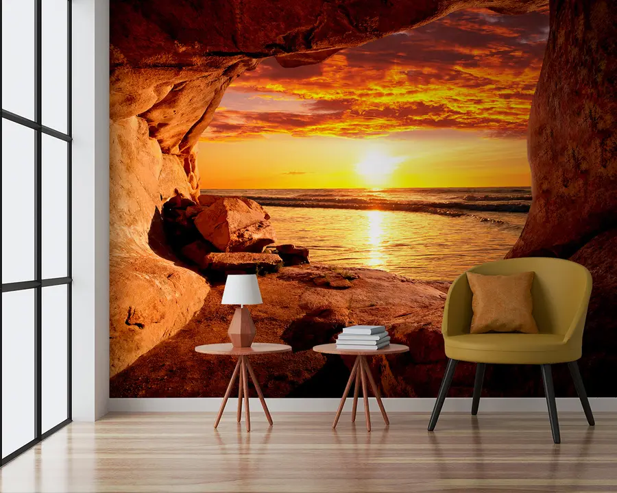 Fotobehang Zonsondergang in de rotsen u60242