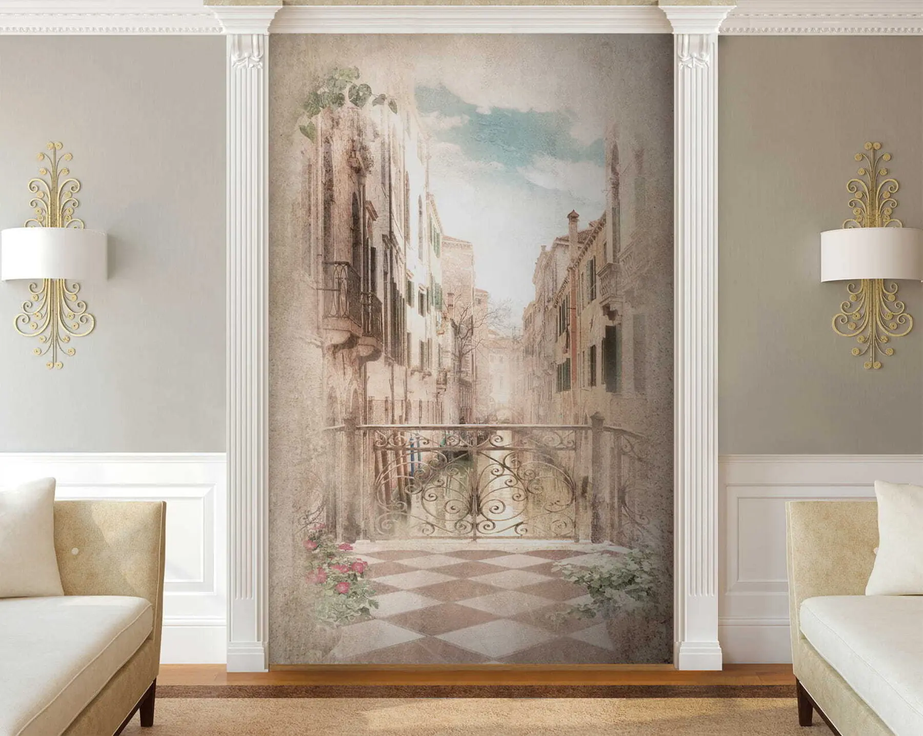 Fotobehang Balkon, Italiaanse straat u60320