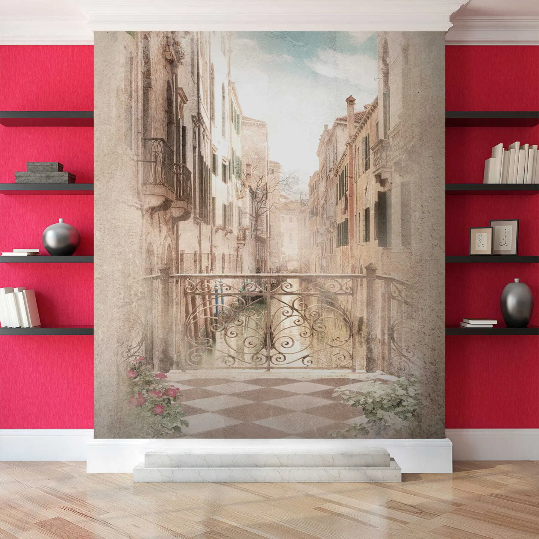 Fotobehang Balkon, Italiaanse straat u60320
