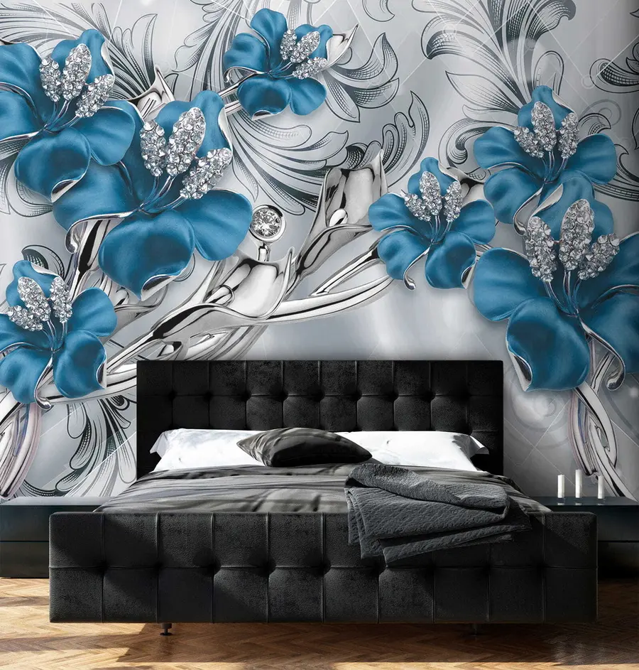 Fotobehang Azuurblauwe bloemen u60405