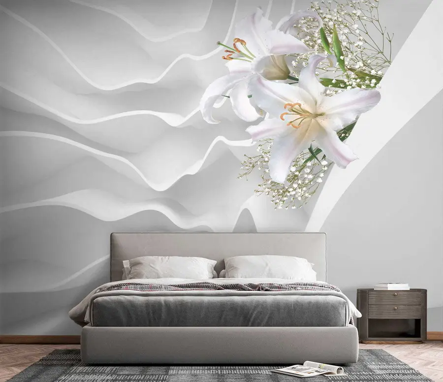 Fotobehang Lelies en muur met structuur u60451