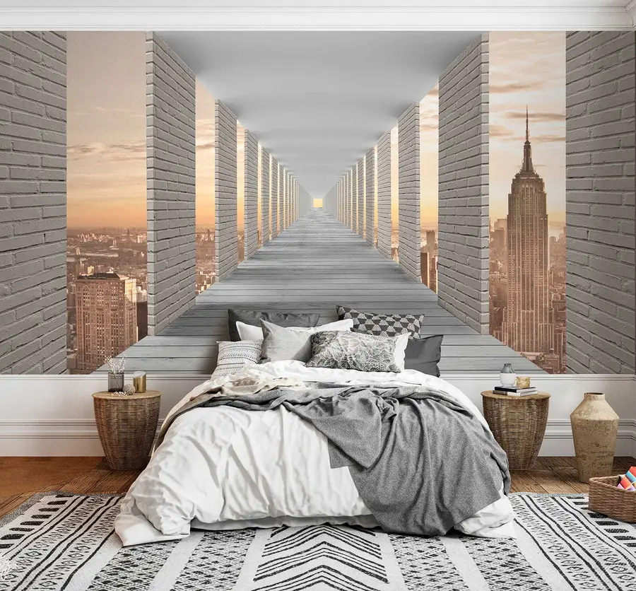 Fotobehang Tunnel met uitzicht op New York u59788