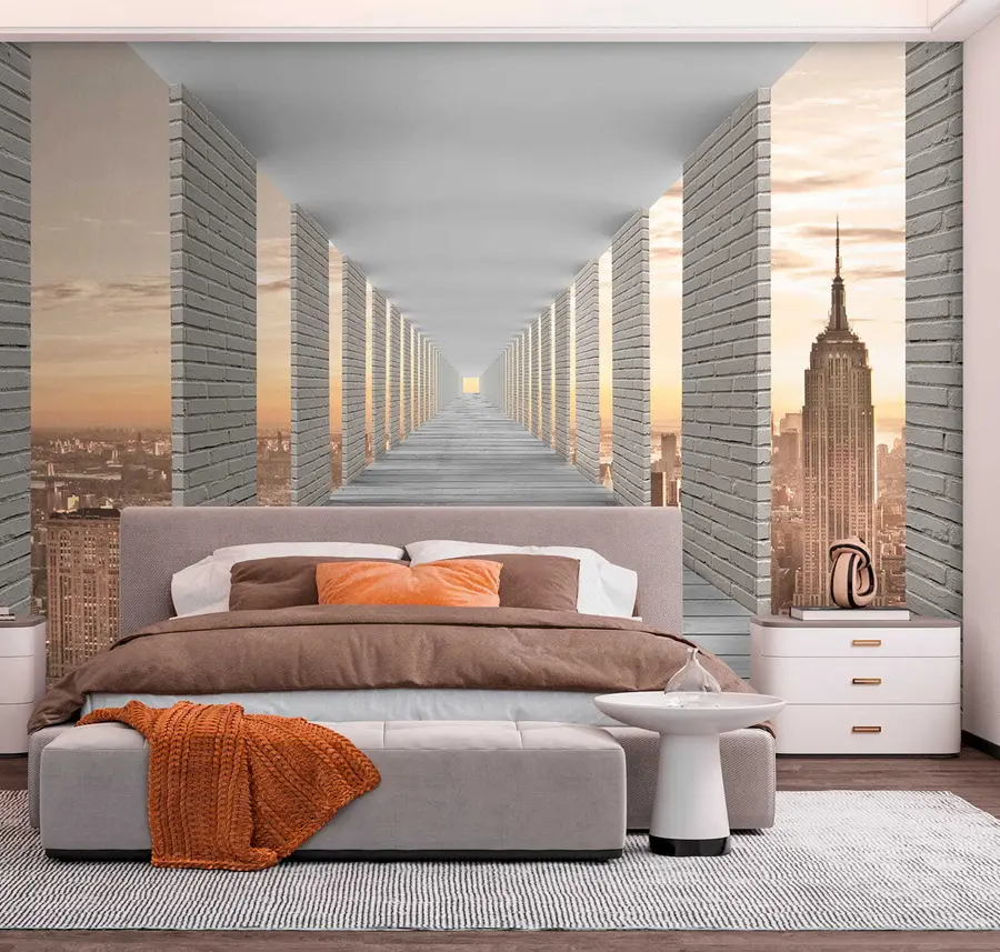 Fotobehang Tunnel met uitzicht op New York u59788