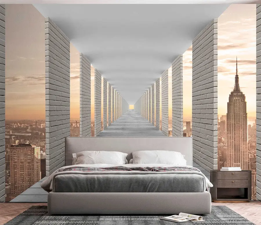 Fotobehang Tunnel met uitzicht op New York u59788