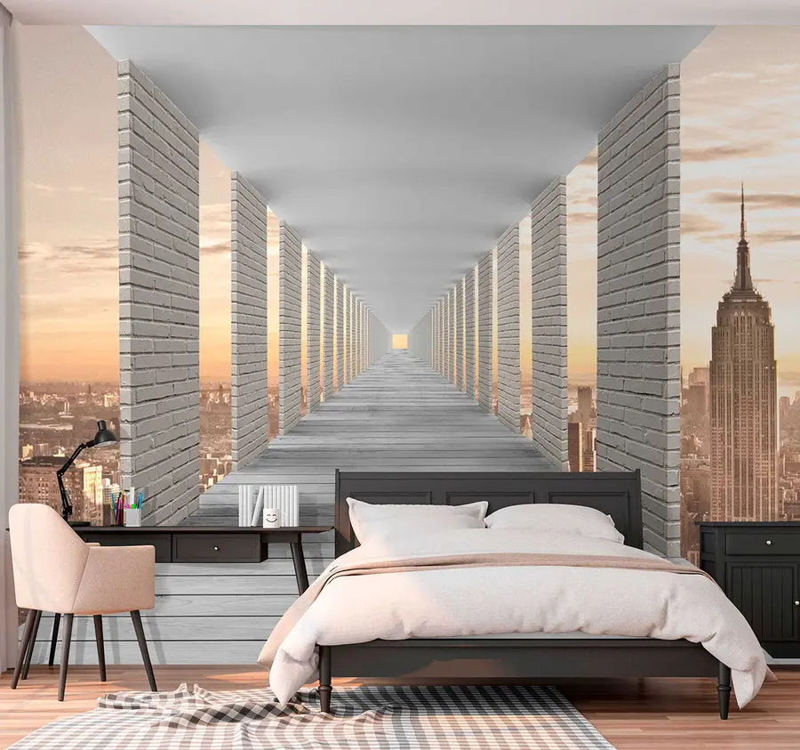 Fotobehang Tunnel met uitzicht op New York u59788