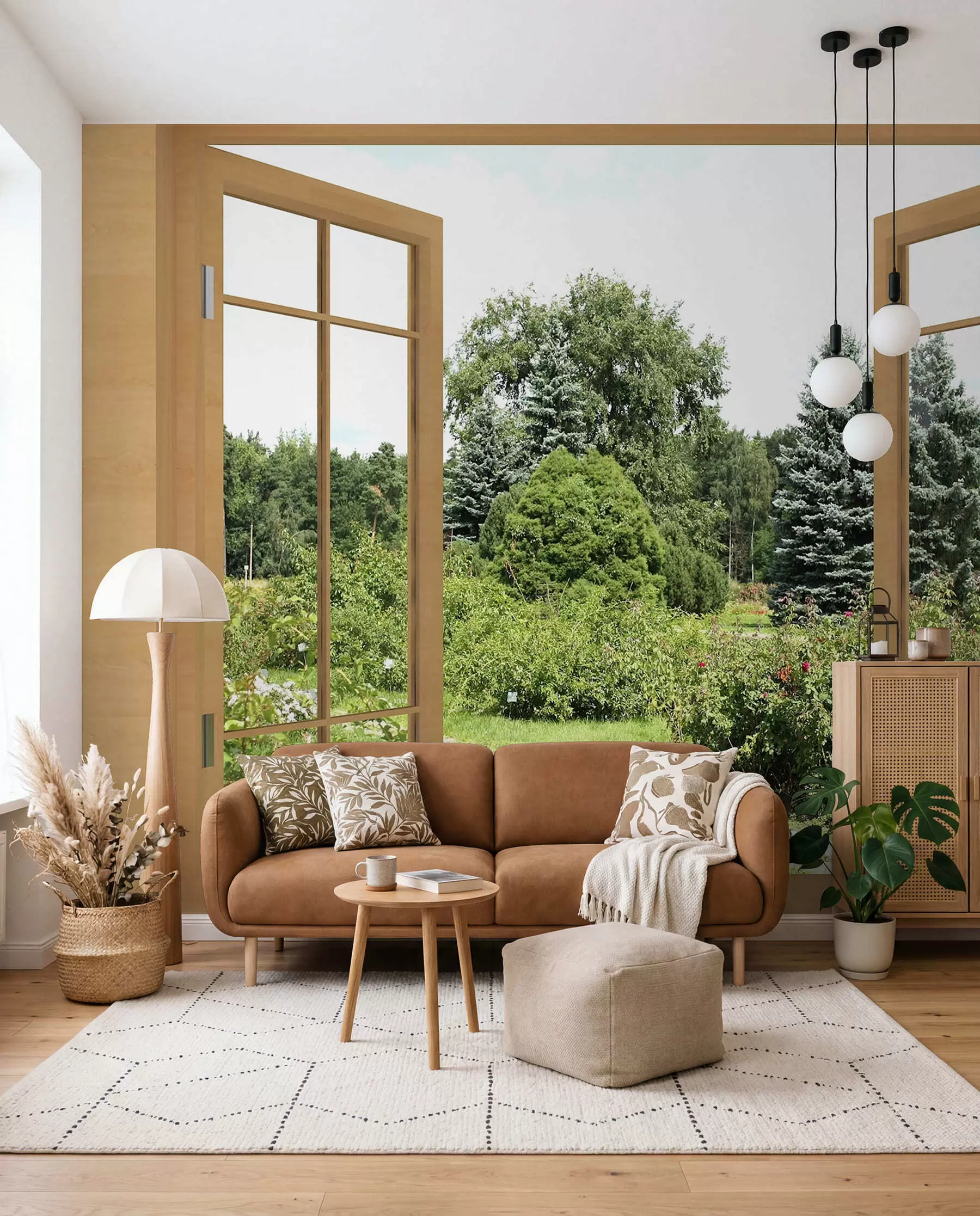 Fotobehang Open raam naar de tuin u60673