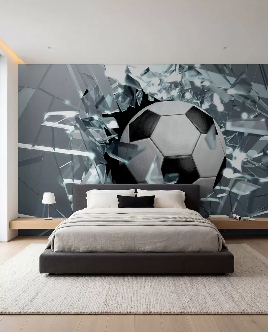 Fotobehang Voetbal breekt glas u64581