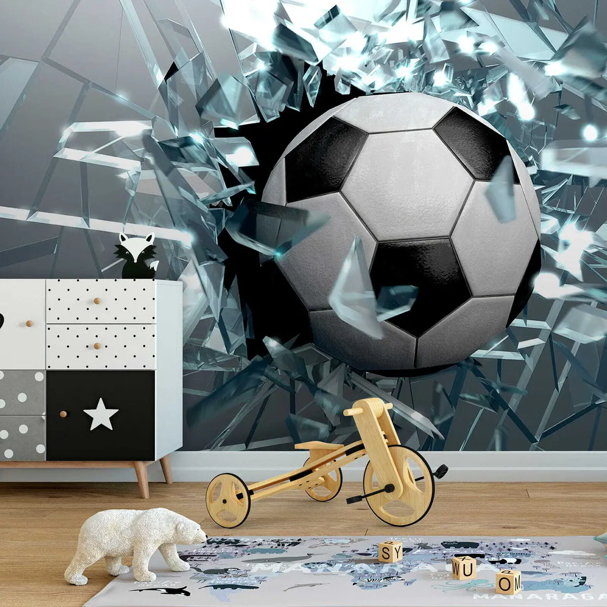 Fotobehang Voetbal door glas u64581