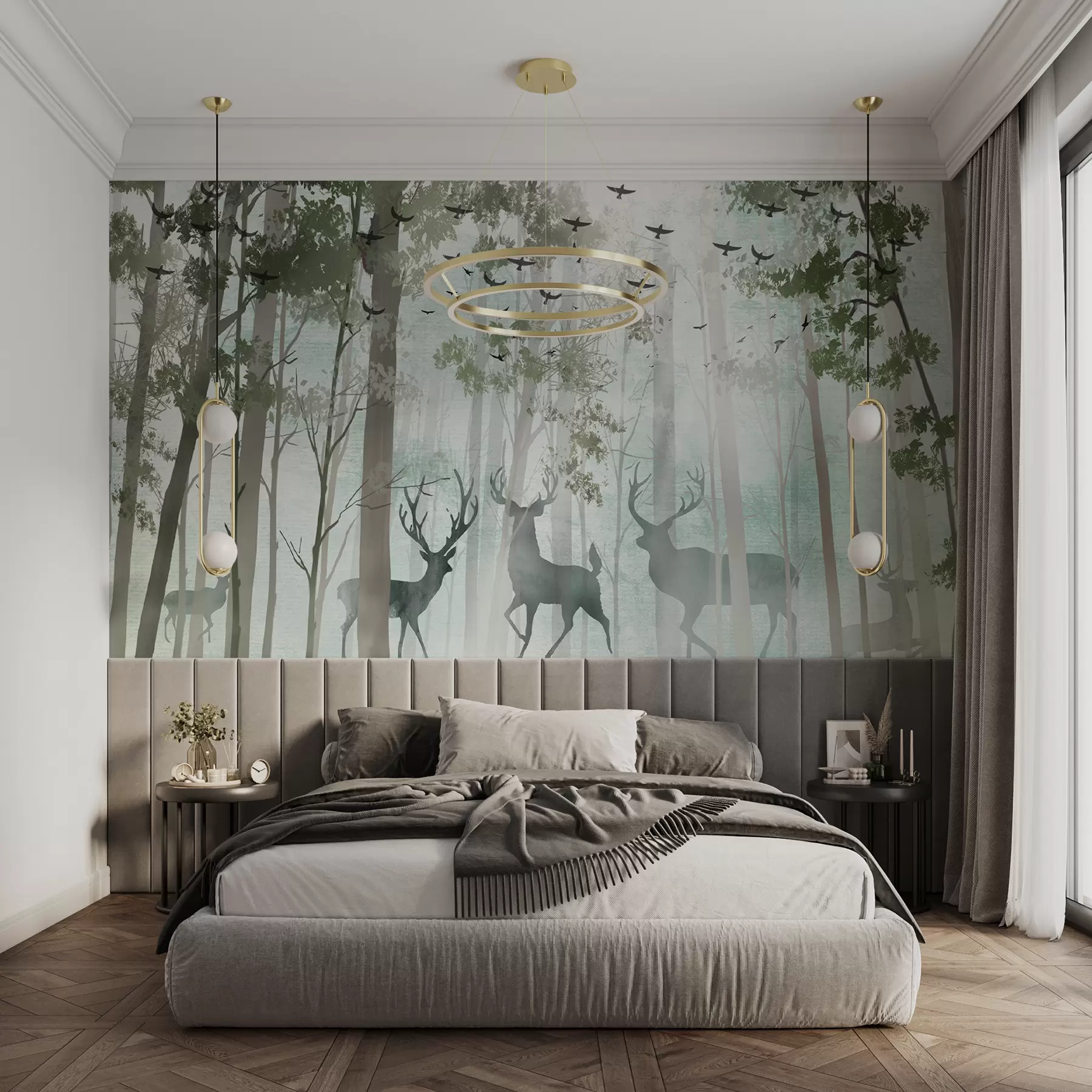 Fotobehang Herten in het bos u66152