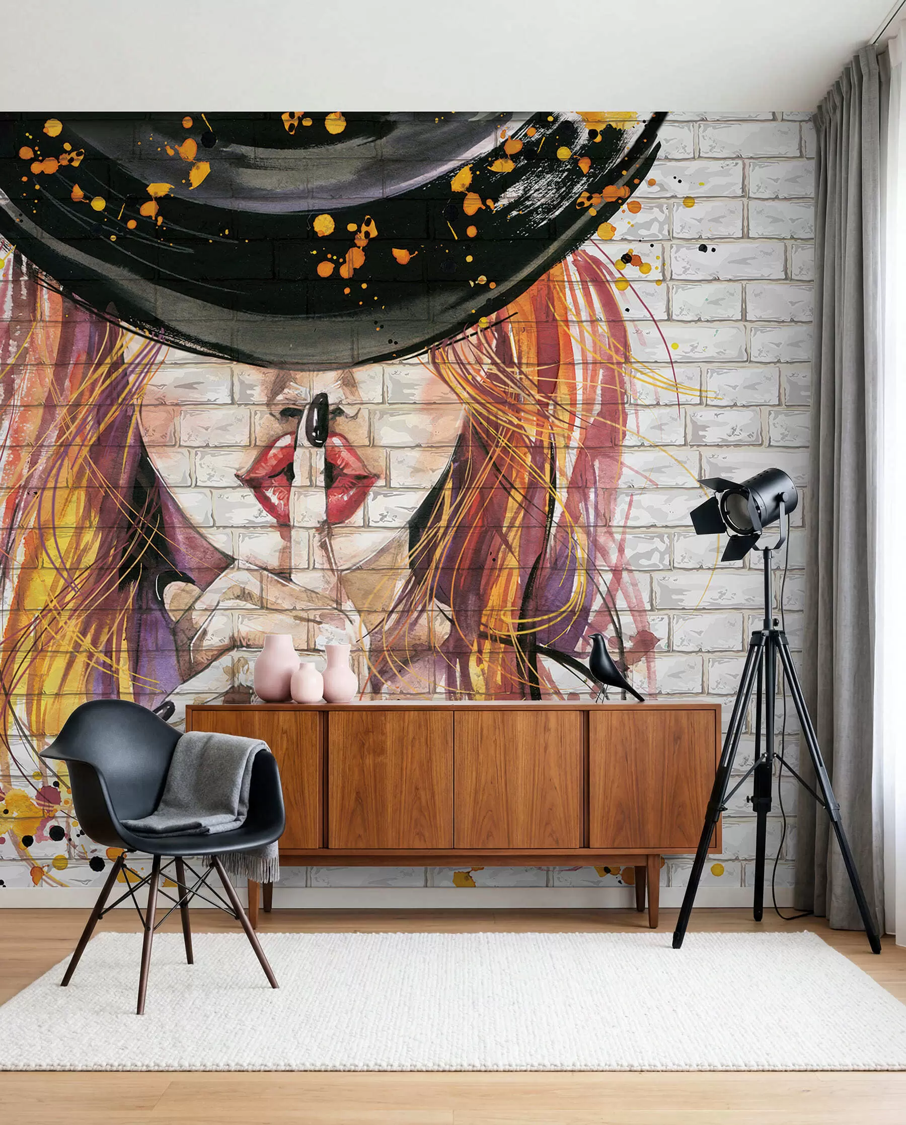 Fotobehang Stilte onder een zwarte hoed u67648