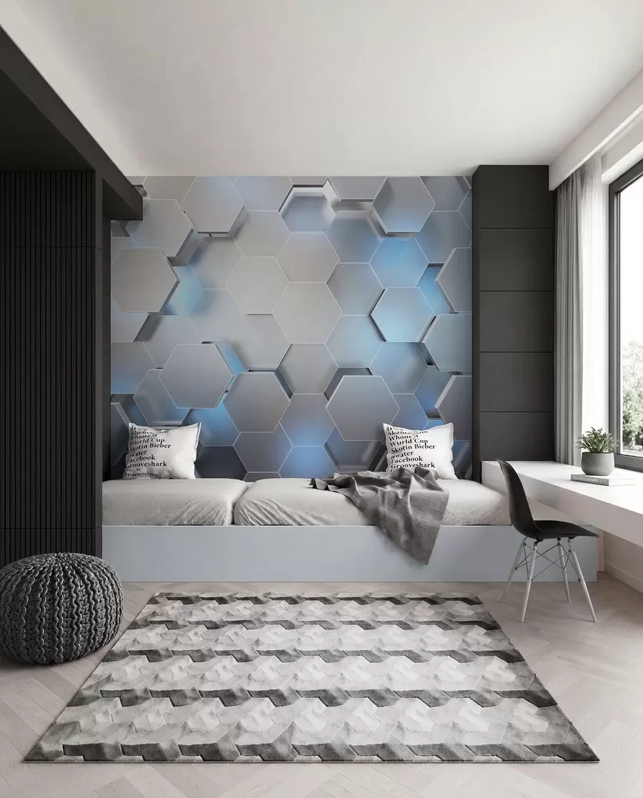 Fotobehang IJsblauw honingraatpatroon u59733