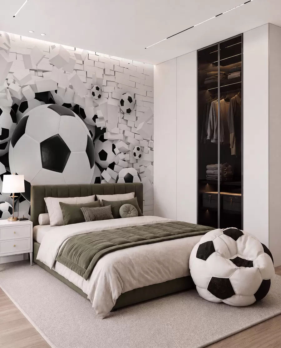 Fotobehang Voetbal breekt door de muur u70633