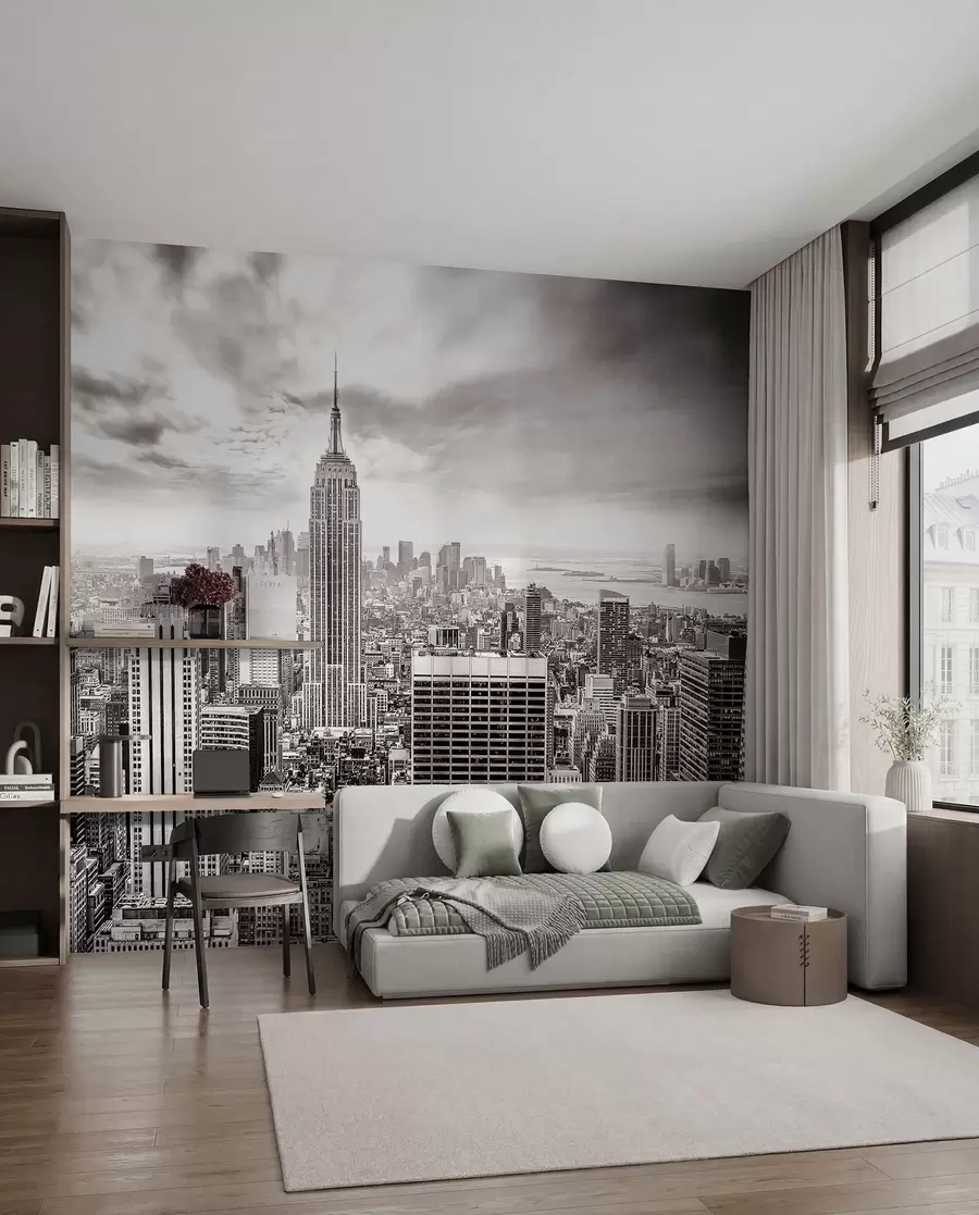 Fotobehang Manhattan in monochroom u58762