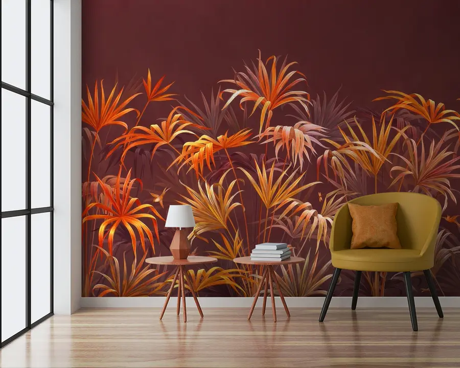 Fotobehang Oranje tropische palmen u58939v1