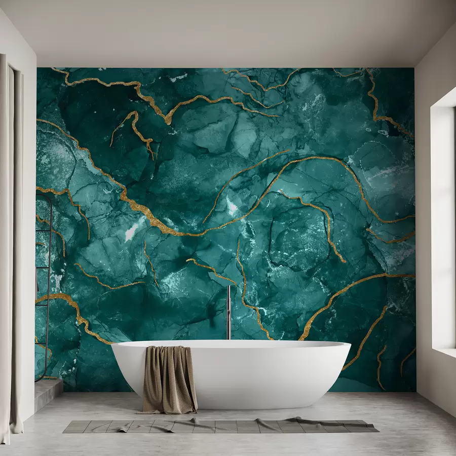 Fotobehang Turquoise abstracte kunst, marmer, vloeibaar u70782