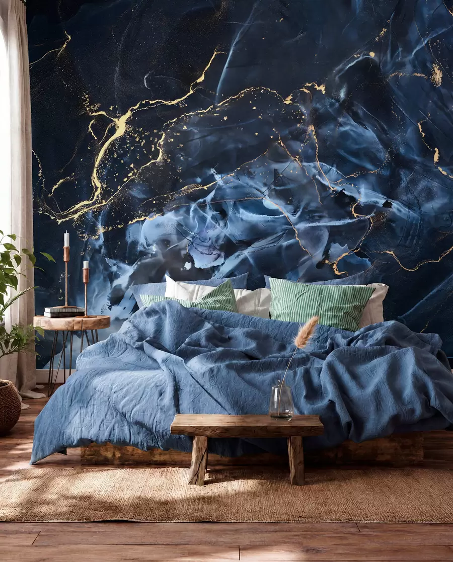 Fotobehang Blauwe marmerstromen u71173