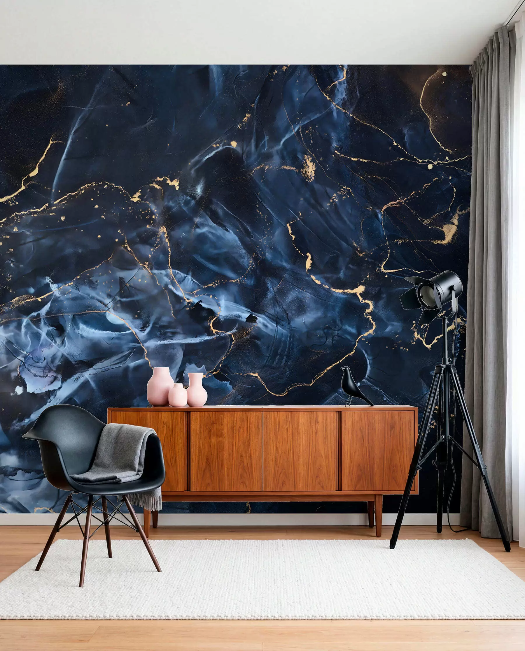 Fotobehang Blauwe marmerstromen u71173
