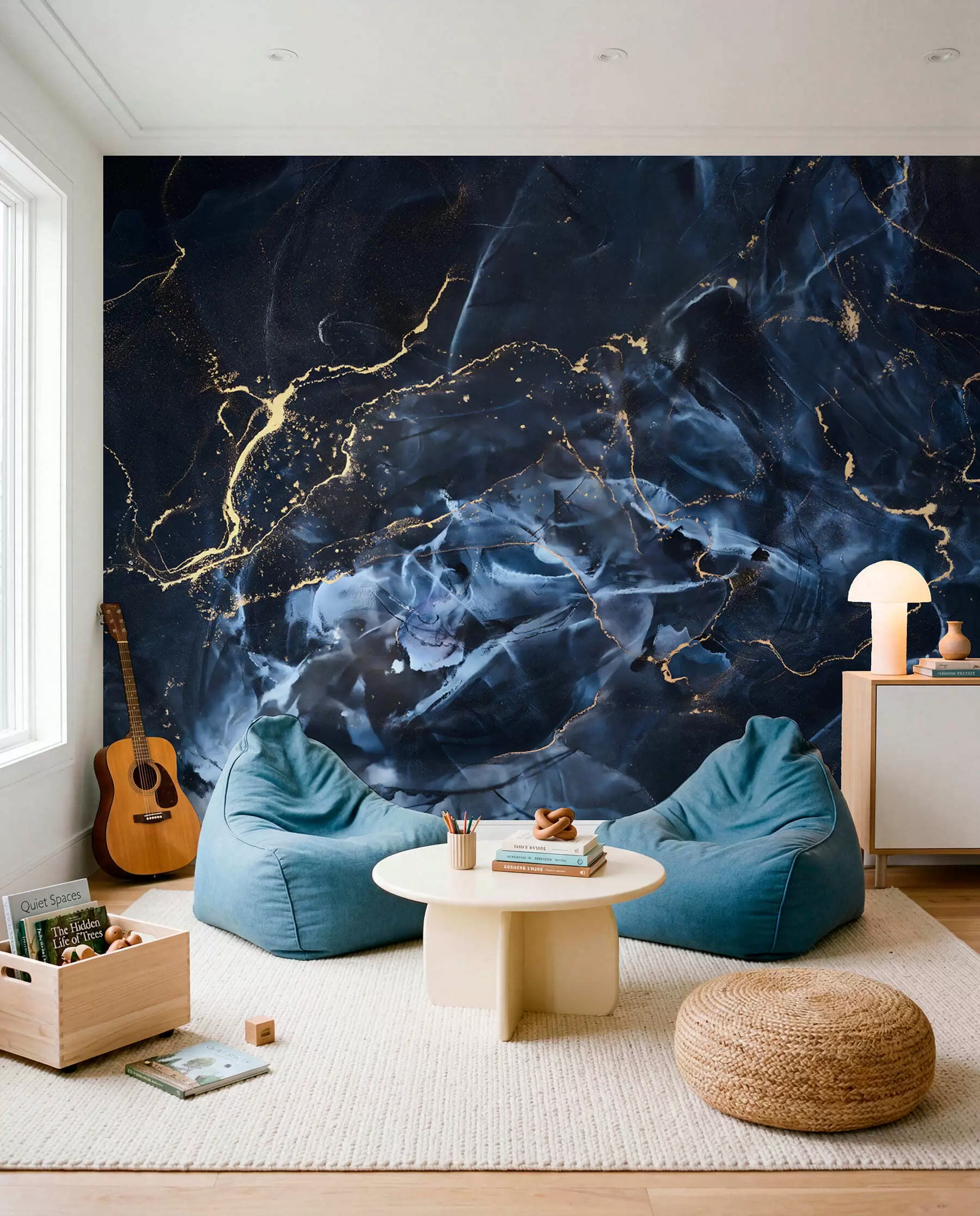 Fotobehang Blauwe marmerstromen u71173
