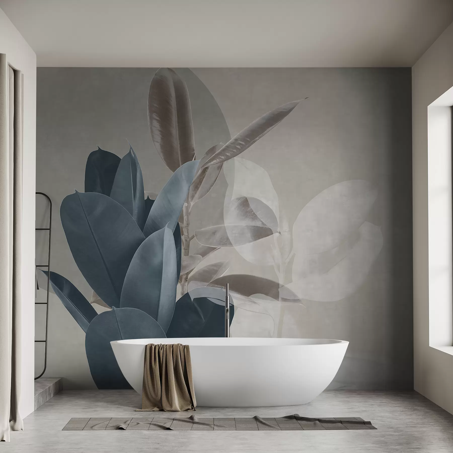Fotobehang Ficus op de achtergrond van de grungemuur u71334